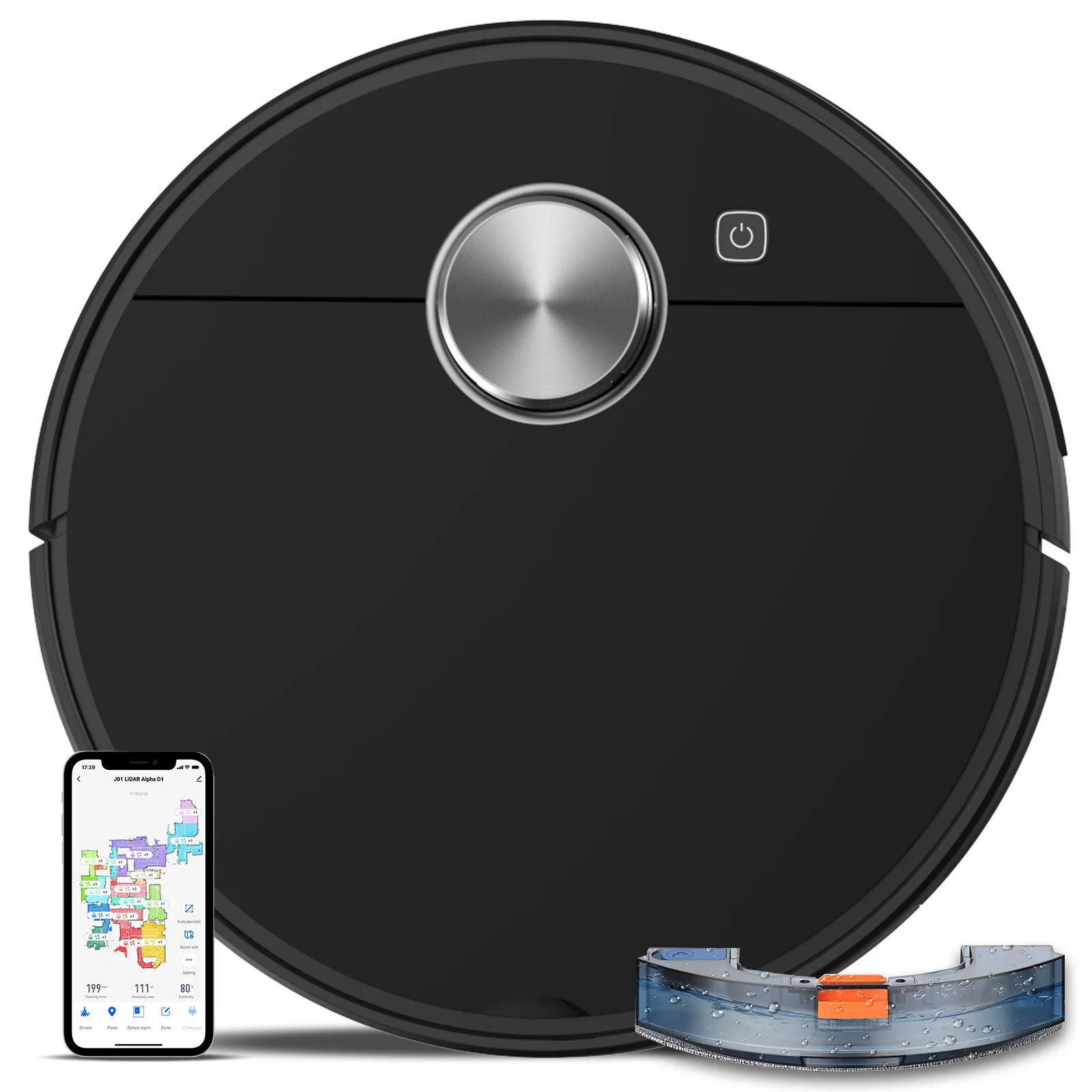 مكنسة روبوت ذكية للتنظيف الجاف والرطب، ذاتية الشحن، بمحرك بدون فرش، فلتر HEPA، تعمل بالبطارية، يمكن التحكم بها عبر تطبيق، مع خاصية التفريغ الذاتي