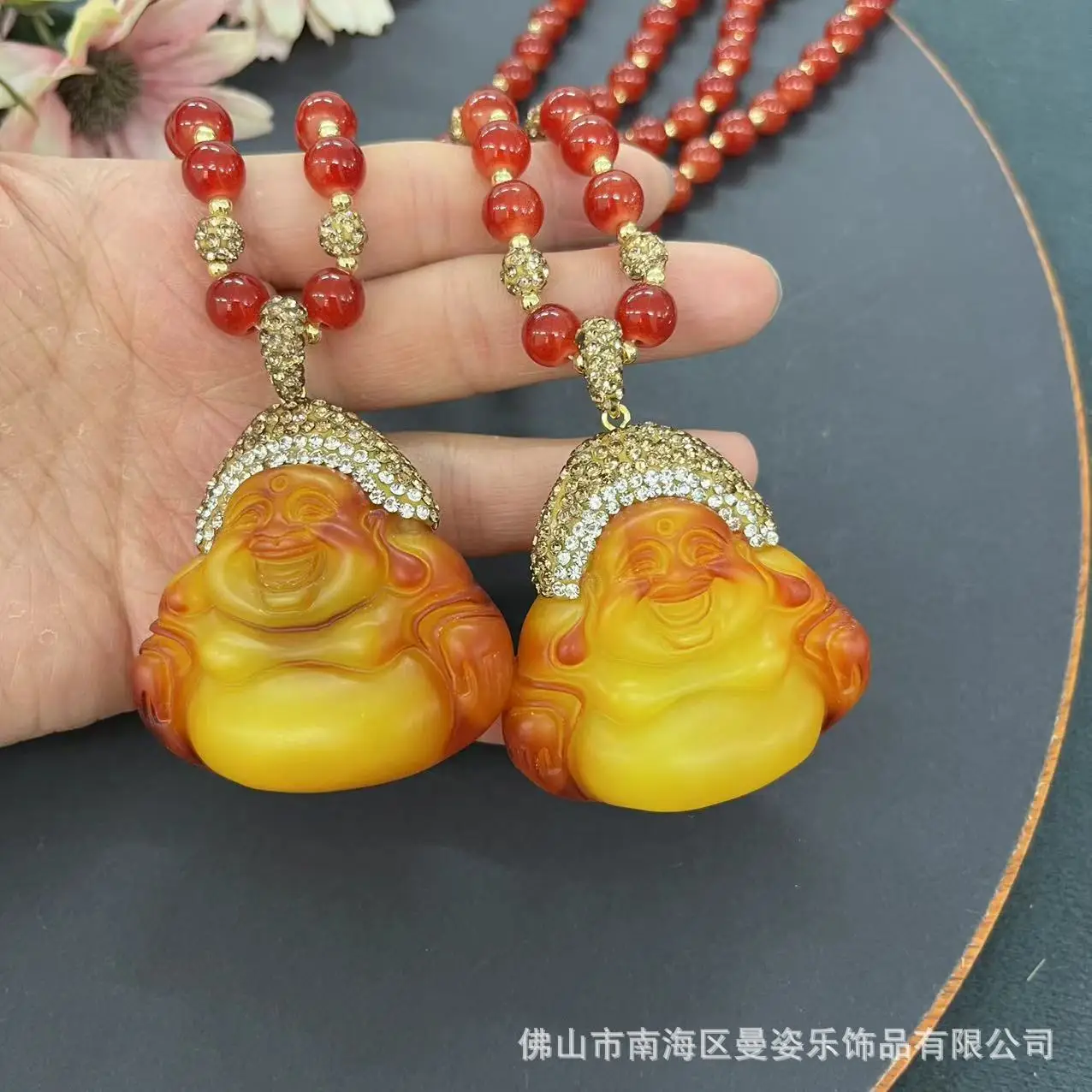 DIY accessories Second-generation beeswax Maitreya Laughing Buddha pendant, big-bellied Buddha pendant, necklace, national style view 6