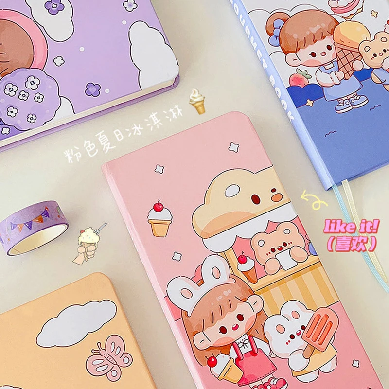 Kawaii Cute Girls Journal Notebook Grid Hand Account Weekly Planner Book Travelers Notebook Diary Student Stationery