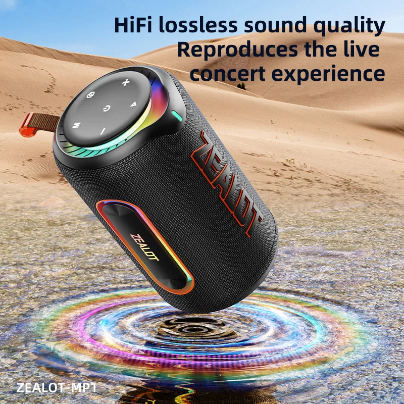 ZEALOT MP1 Bluetooth Speaker Wireless TWS Portable Heavy Bass Stereo Support AUX USB Micro SD Card