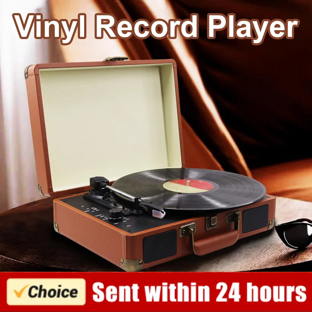 Vinyl Record Player MDY-1603 3-Speed Bluetooth Vintage Turntable Record Player with Speakers Portable Retro Phonograph