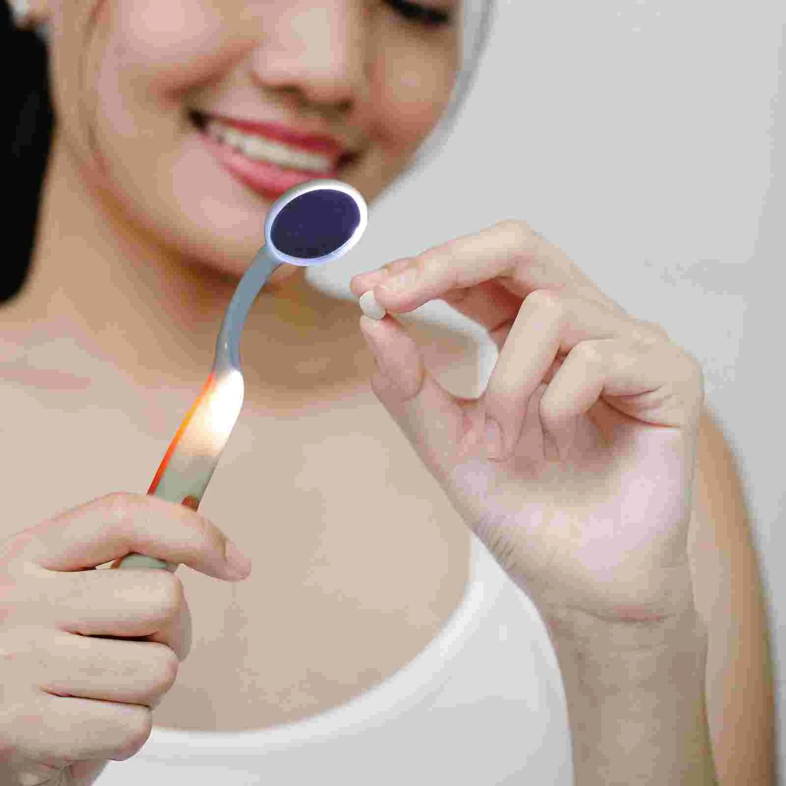 Espejo Dental Oral de 2 uds., espejo de inspección de dientes con luz LED brillante para el cuidado Dental (verde y naranja)