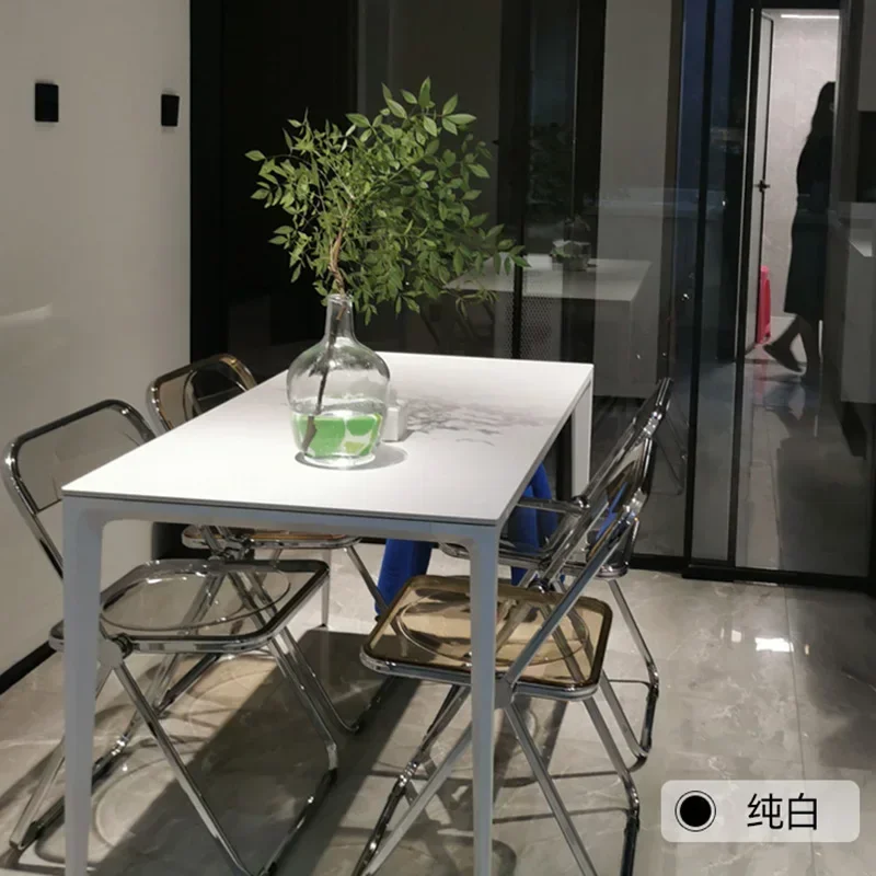 

White Slate Dining Table Minimalist White Table Small Household Apartment Modern Minimalist Mesa Comedor Apartment Furniture