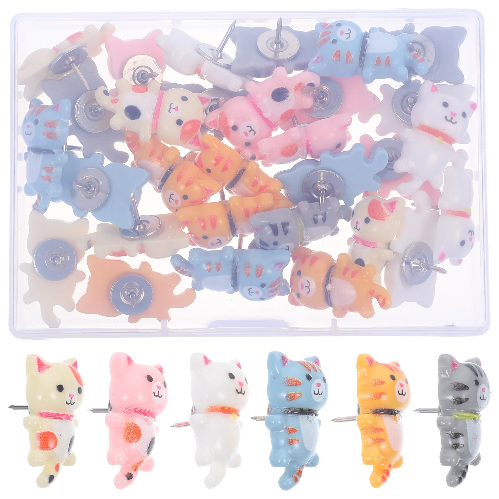 

30pcs Cat Push Pins Cute Thumb Tacks for Bulletin Board Cork Board Wall Hangings Map Decoration Diverse Styles Easy to Use