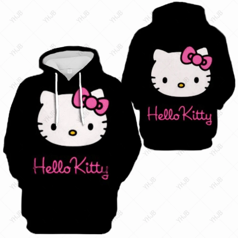 

Hello Kitty Kitty Sweater 3D Digital Color Printing Loose Hooded Sweater Couple Spring and Autumn Loose Hooded Coat