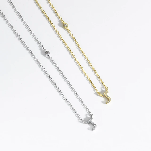 VEWANT Nowy 925 Sterling Silver Monogram Inicjał Litera A M Wisiorek Długi Łańcuch Naszyjnik Kryształowa Biżuteria Luksusowa Biżuteria