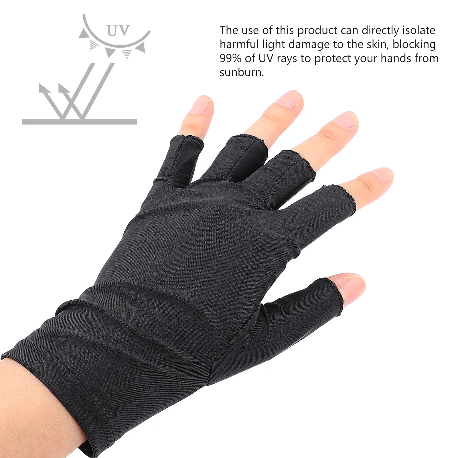 

1 пара перчаток без пальцев для маникюра с УФ-защитой, легкие, эластичные, для защиты ногтей и рук от солнца