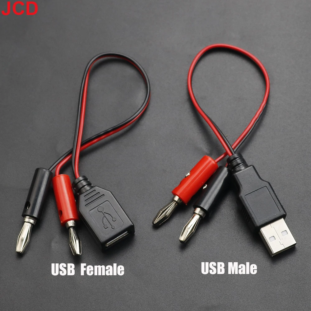 JCD 1piece USB to 4MM Banana Plug Test Cable USB Male/Female To Banana Head Connection Cable A Female Charging Cable