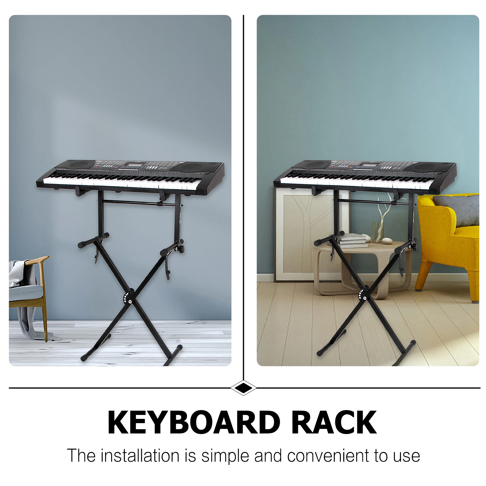 

Adjustable Universal Keyboard Rack For Electric Organ Piano Black Heavy Duty Iron Sturdy Durable Scratch Resistant Rubber Pads