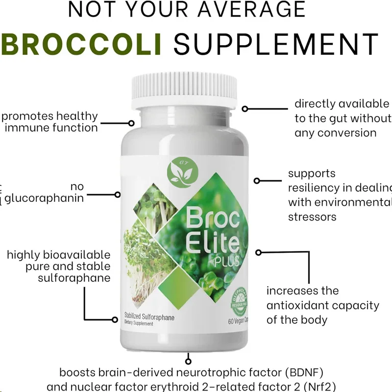 Broccoli Supplement, Containing Stable Sulfate Extract || Zero Residual Glycyrrhizin || 60 Vegetable Capsules