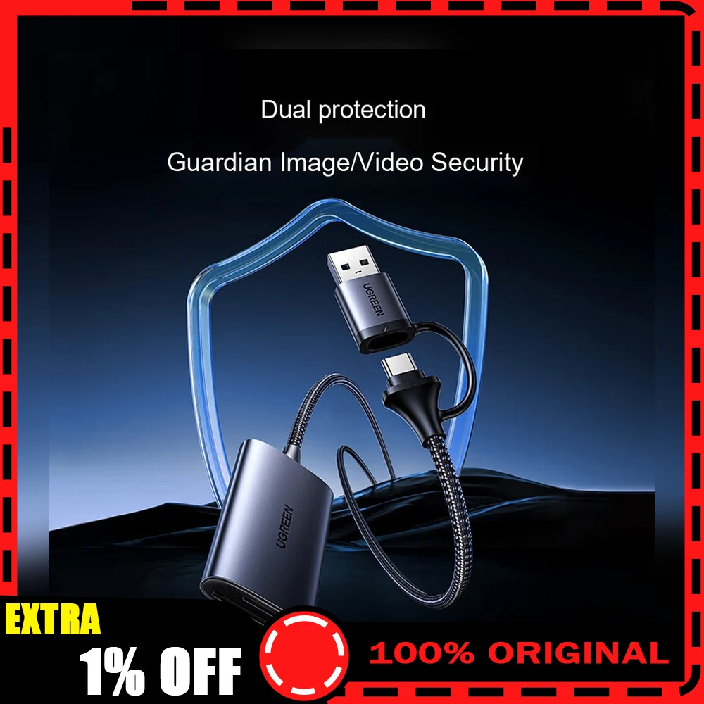 UGREEN 35148 CM401 USB-C USB 3.2 SD TF 4.0 Card Reader 312MB/s Dual Card Simultaneous Read UHS-I UHS-II
