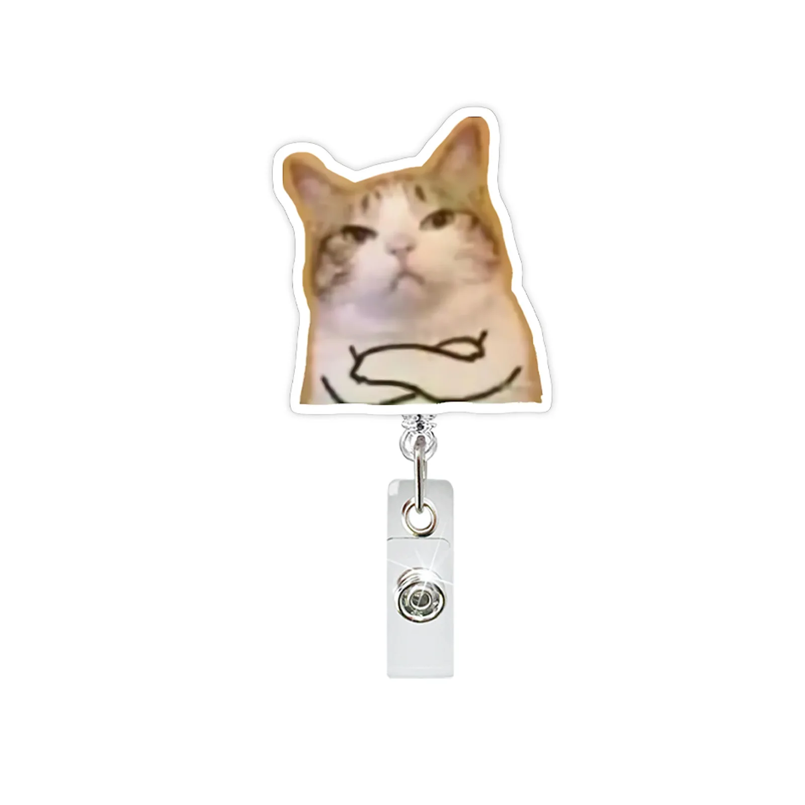 Funny Badge Holder Abstract Acrylic Badge Reel Retractable Name Tag Playful Alligator Clip Id Holder For Teacher Nurse Student