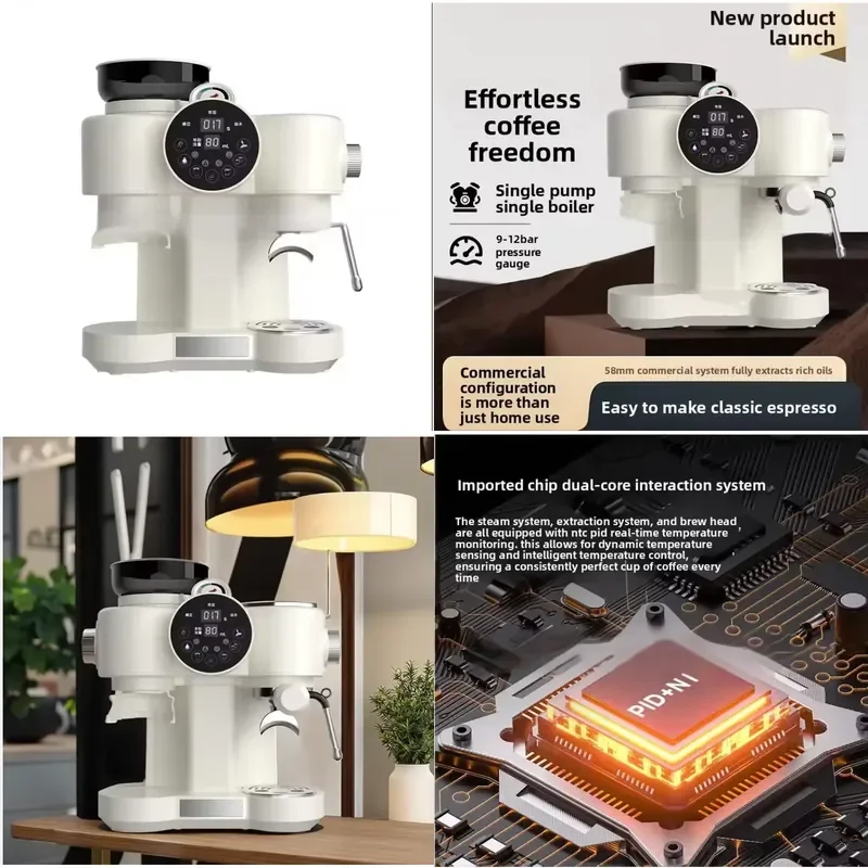 Italian Semi-Automatic Coffee Machine Stable Pressure Extraction Precise Temperature Control Steam Milk Frother Grinder