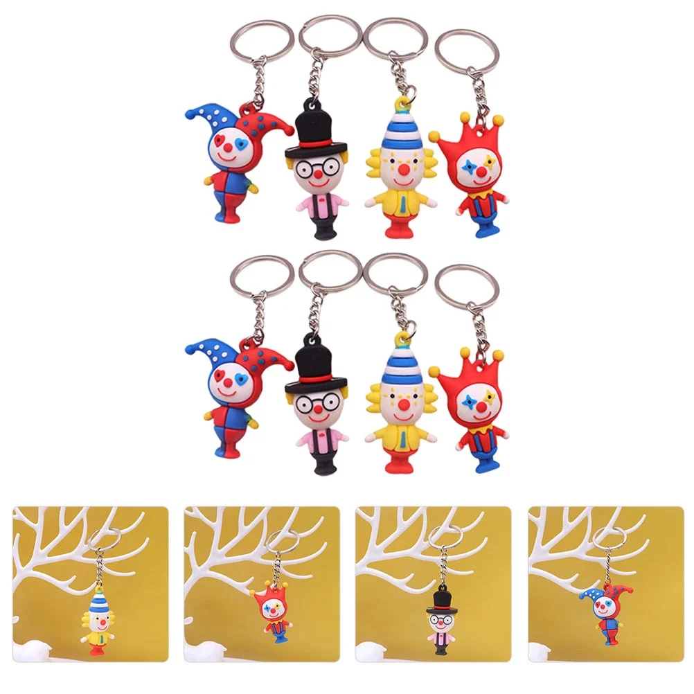 8 Pcs Clown Pendant of The Lid Key Rings Interesting Chains Lovely Cute Pvc Pendants Miss Shape