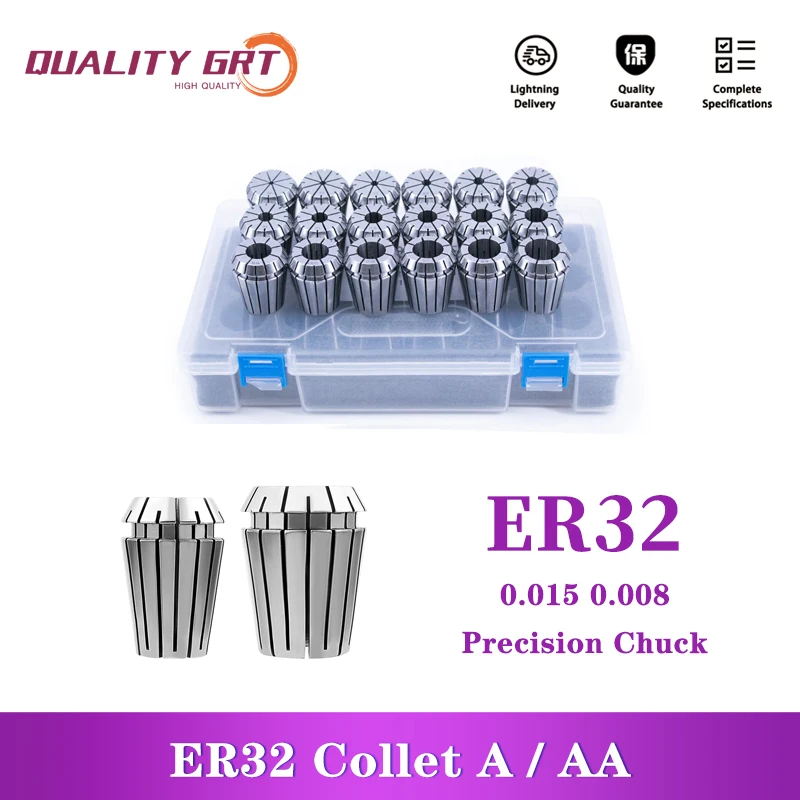 Q.Grt 1PC/1Set ER32 A/AA Precision 0.008/0.015 mm Spring Collet CNC Milling Tool Holder Engraving Machine Lathe ER Chuck