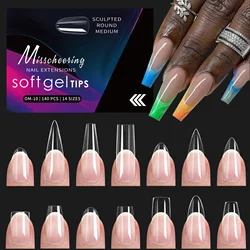 120/140pcs Almond Clear False Nail Sheets Full Coverage False Nails Press On Nails Acrylic Suitable for Nail Salon Extension