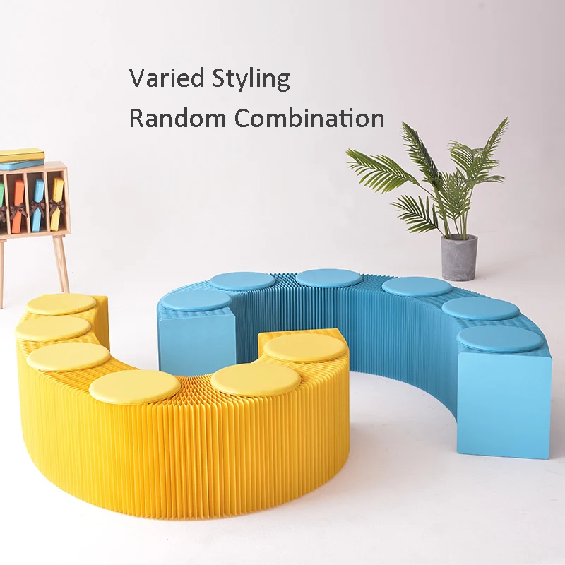 Nordic Creative Folding Chair Portable Kraft Paper Telescopic Bench Seat Sofa Stool For Leisure Space Saving Home Furniture