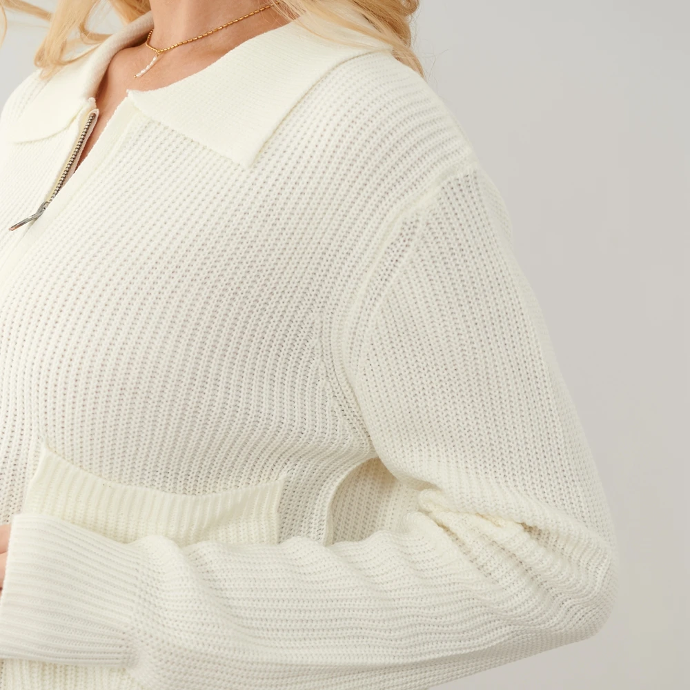 Women Chic Sweater Cashmere Cardigan Zipper Casual Solid Knit Slim Sweater Cardigan For Women 2023 Autumn Winter