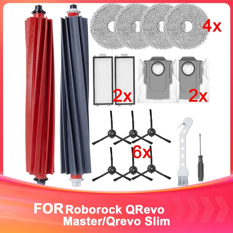 

Комплект аксессуаров ABMR для робота-пылесоса Roborock Qrevo Master/Qrevo Slim, основная роликовая щетка, боковая щетка, фильтр, мешок для пыли