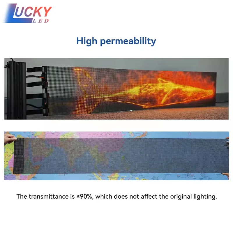 Pubblicità HD con schermo trasparente a LED ad alta risoluzione Vedi attraverso il display trasparente per il centro commerciale Home Theater P3.91