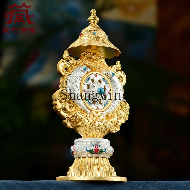SM eight auspicious gilt ******lver eight treasures ornament bead inlaid indoor home desktop ornament