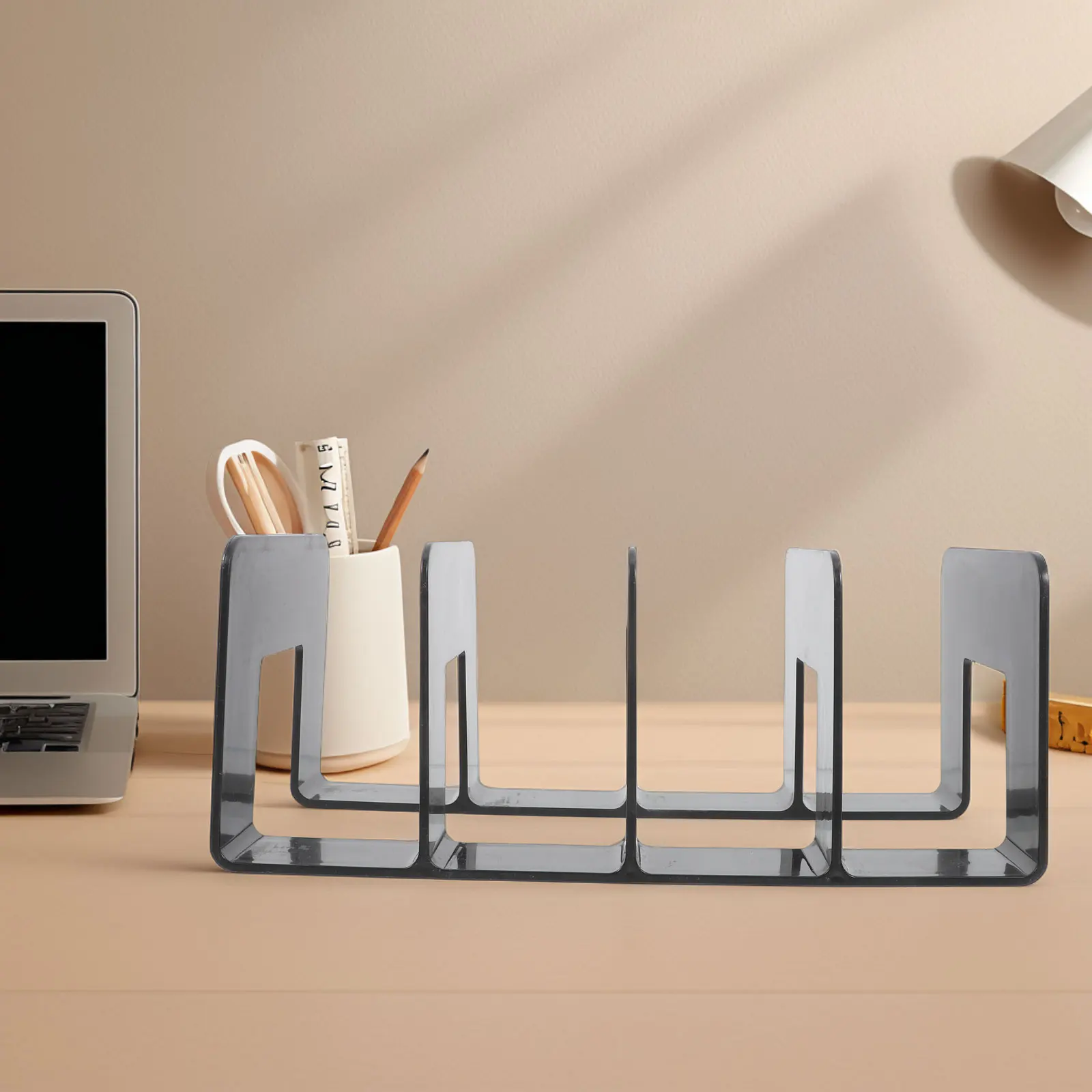 Book Divider Large Capacity Vertical File Holder No Assembly Rounded Corners Sturdy Desk Organizer Magazine Rack Storage