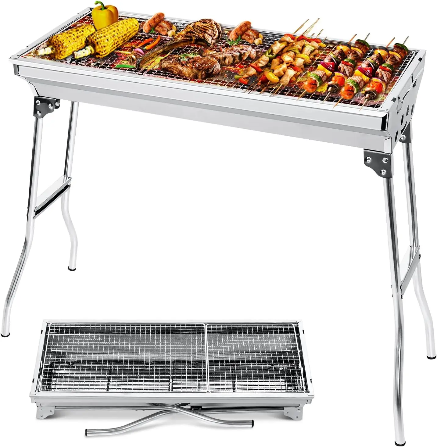 Holzkohle-Grill BBQ Tragbarer Klappbarer Stahl-Picknick-Reise-Garten-Camping-Grill
