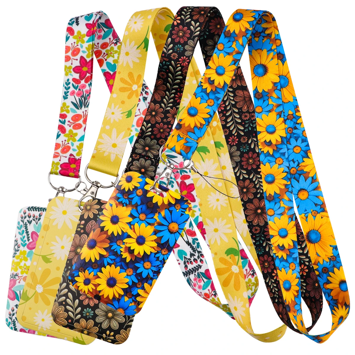 Beautiful Flowers Credential Holder Colorful Lanyards for Keys Neck Strap ID Card Gym Phone Straps DIY Hang Rope Lariat Keyrings