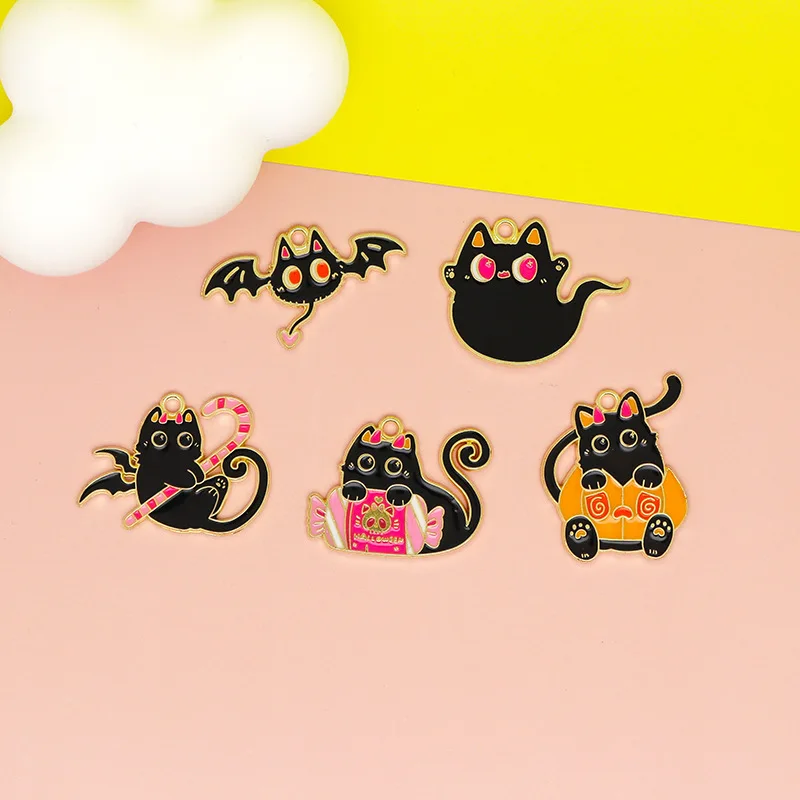 20 pcs/lot Fashion Cute Black Cat Elf Pendant Making Accessories Charms for Women, Earrings/Necklace Handmade DIY Jewelry