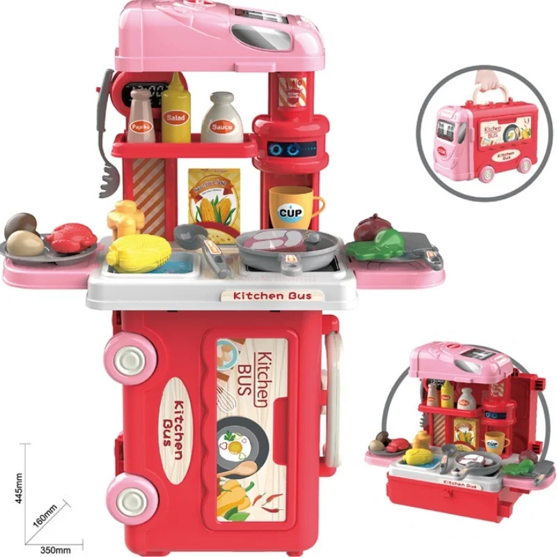 

Children 3in1 Play House Kitchen Toys Dining Table Food Cooking Tool Screws Dentist Pet Simulation Toys Suitcase Set Gift