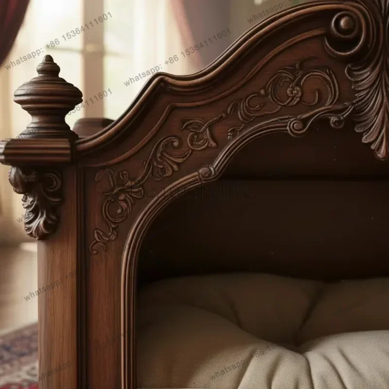 Carved Solid Wood Pet Bed, Vintage Royal Dog House Cat Cave,Wholesale Cat Cave Furniture for Small Dogs
