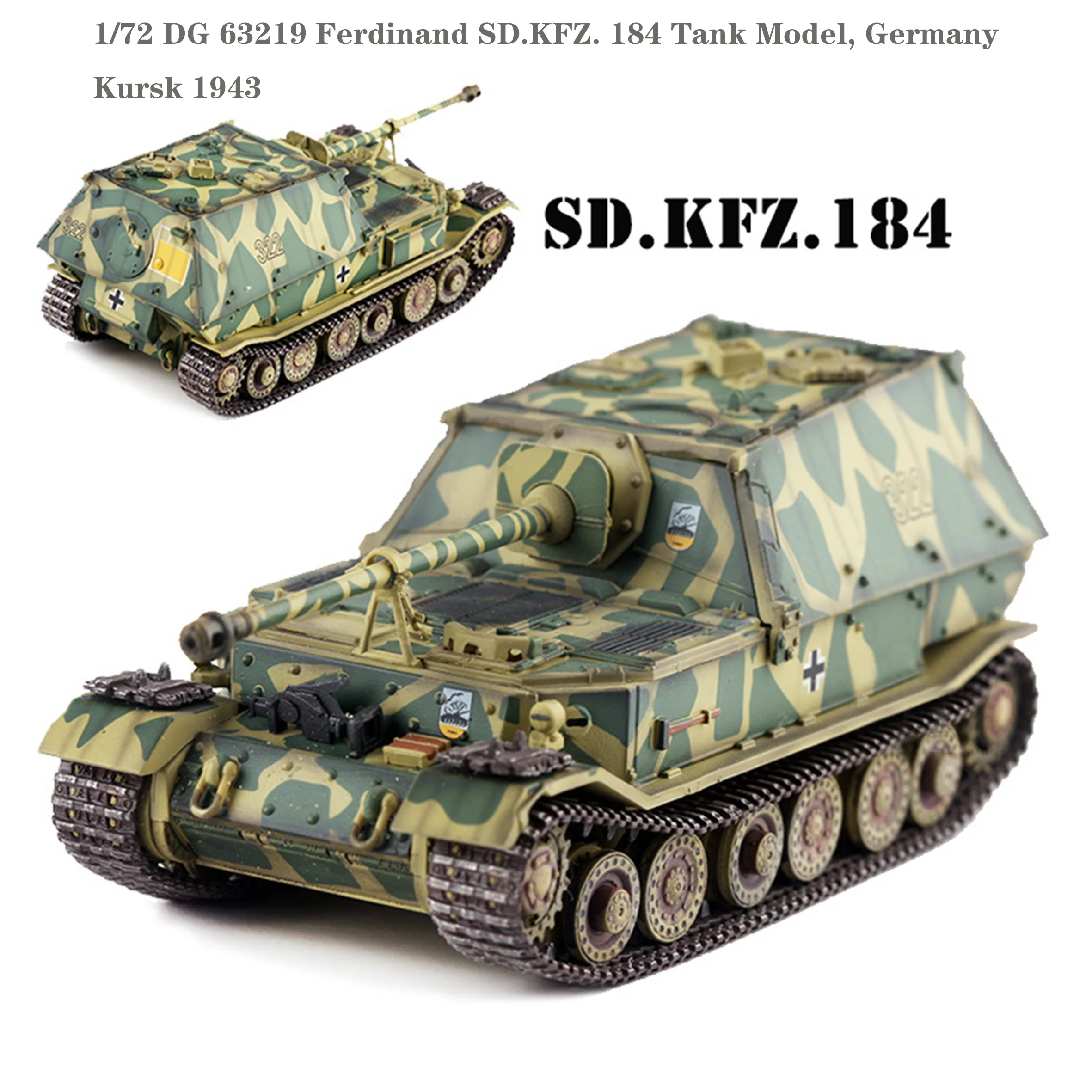 1/72 DG 63219 Ferdinand SD.KFZ. 184 Tank Model, Germany  Kursk 1943  Finished product collection model