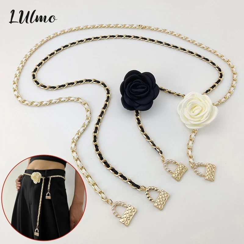 

Fashion Flower Gold Chain Belt Female Waist Adjustable Punk Silver Metal Belts For Women High Quality Luxury Dress Pant Chains