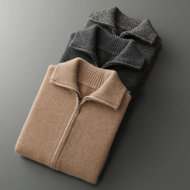 

Мужской 100% кашемировый кардиган, пальто, толстый кашемировый свитер с отложным воротником и длинными рукавами, осень-зима, роскошный удобный умный повседневный топ