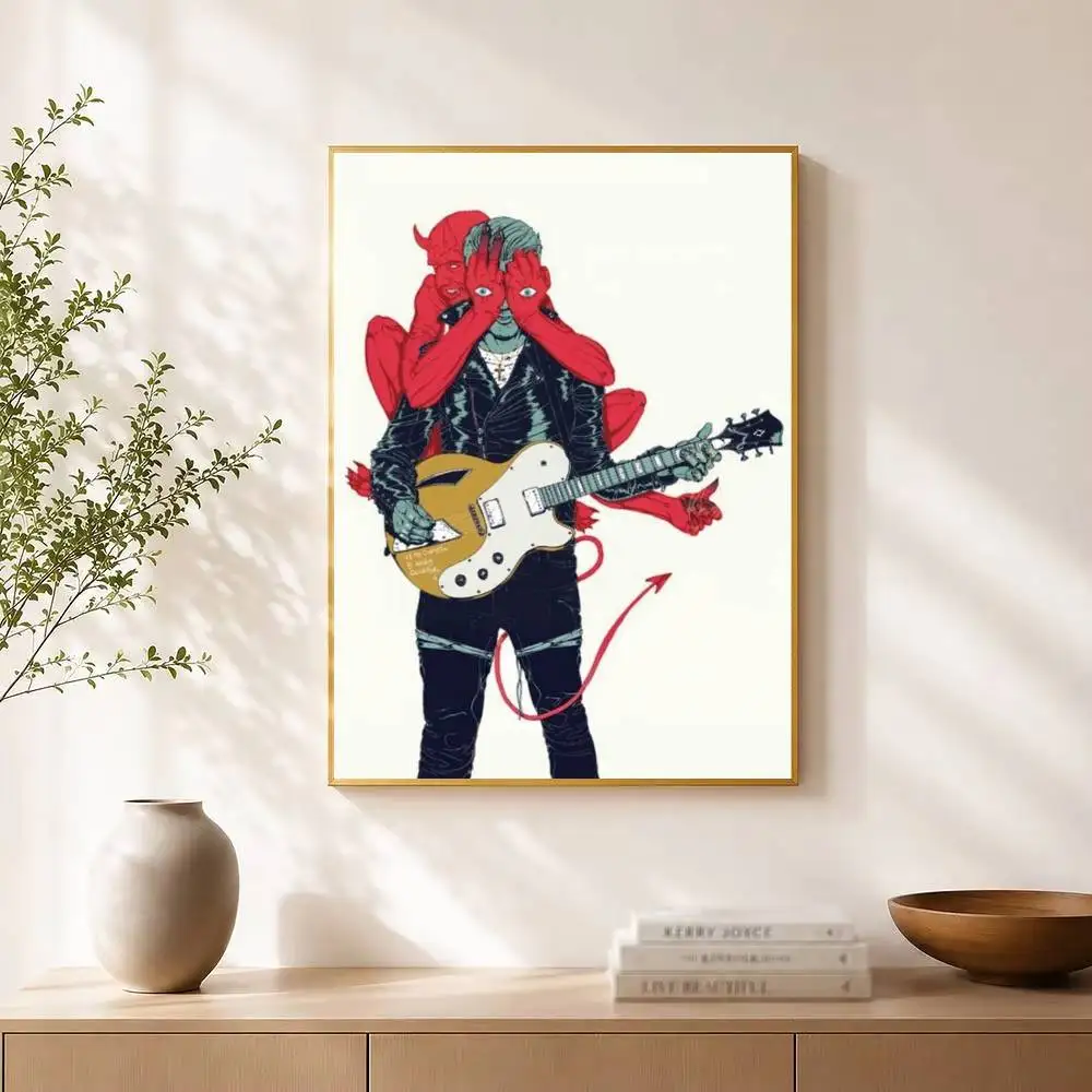Q-Queens Of The Stone age Poster Waterproof Wall Art Sticker For Bar Living Room Vintage Decor High Quality Print Gift