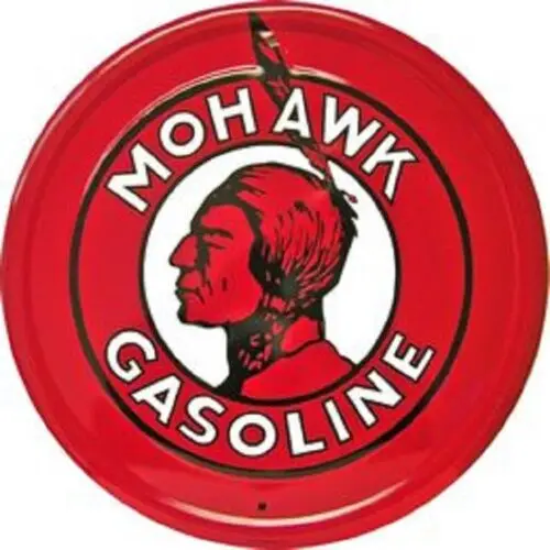 MOHAWK GASOLINE ROUND METAL SIGN