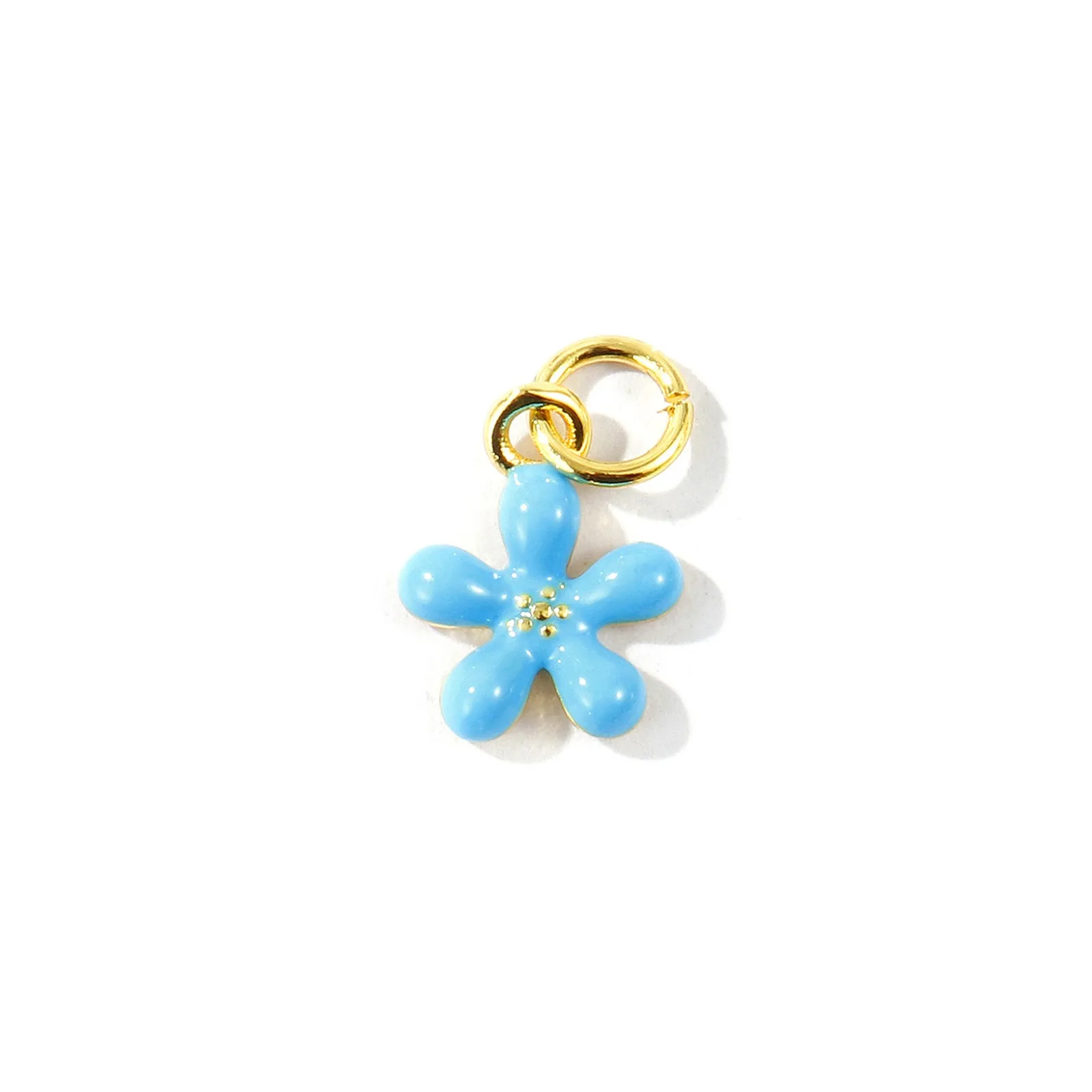 2 Stück Messinganhänger, 18 Karat vergoldet, Mini-Blume, mehrfarbige Emaille-Anhänger, DIY-Halskette, Ohrringe, Schmuck für Frauen, 14 x 9 mm – Detail 2