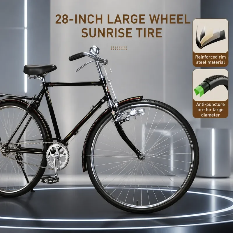 Permanent 26 Inch Retro Bicycle Men Women Adult Commuter Bike Variable Speed Vintage Style Load Bearing 28 Spokes