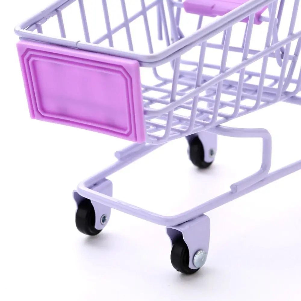Multi Functional Metal Mini Storage Basket Model Grocery Cart Trolley Container Decor Cosmetic Desktop Stationery Holder Girls
