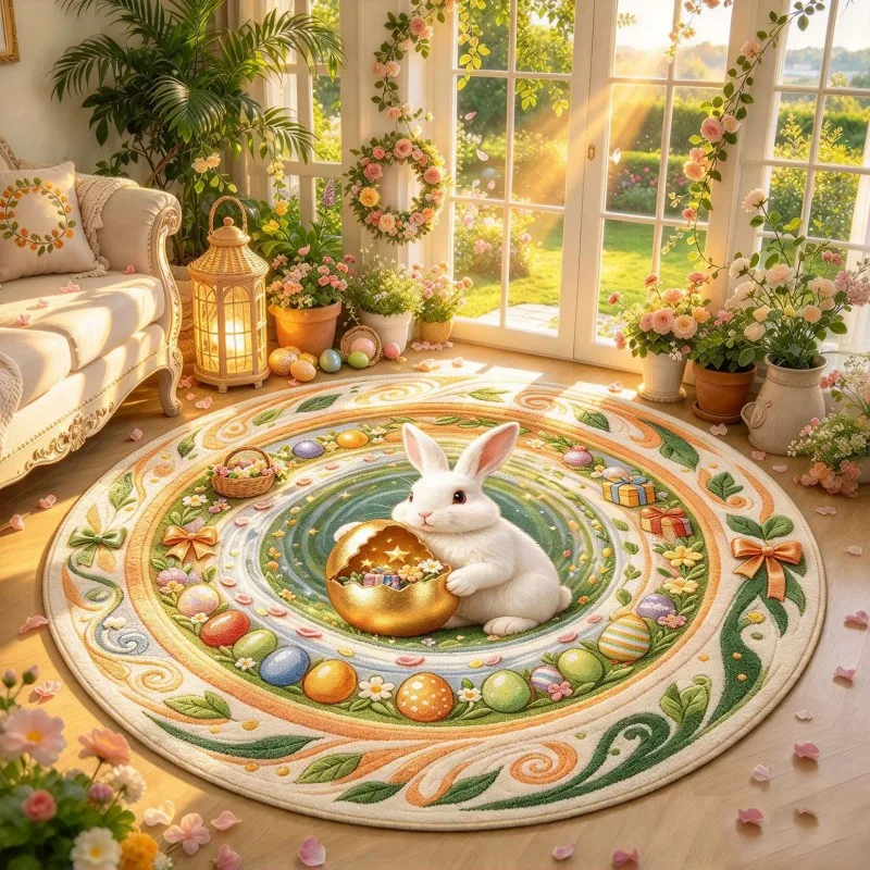 VIKAMA Christmas Owl Bird Round Round Rug Noise Reduction Machine Washable Bedroom Non Slip Backing Home Living Home Decor