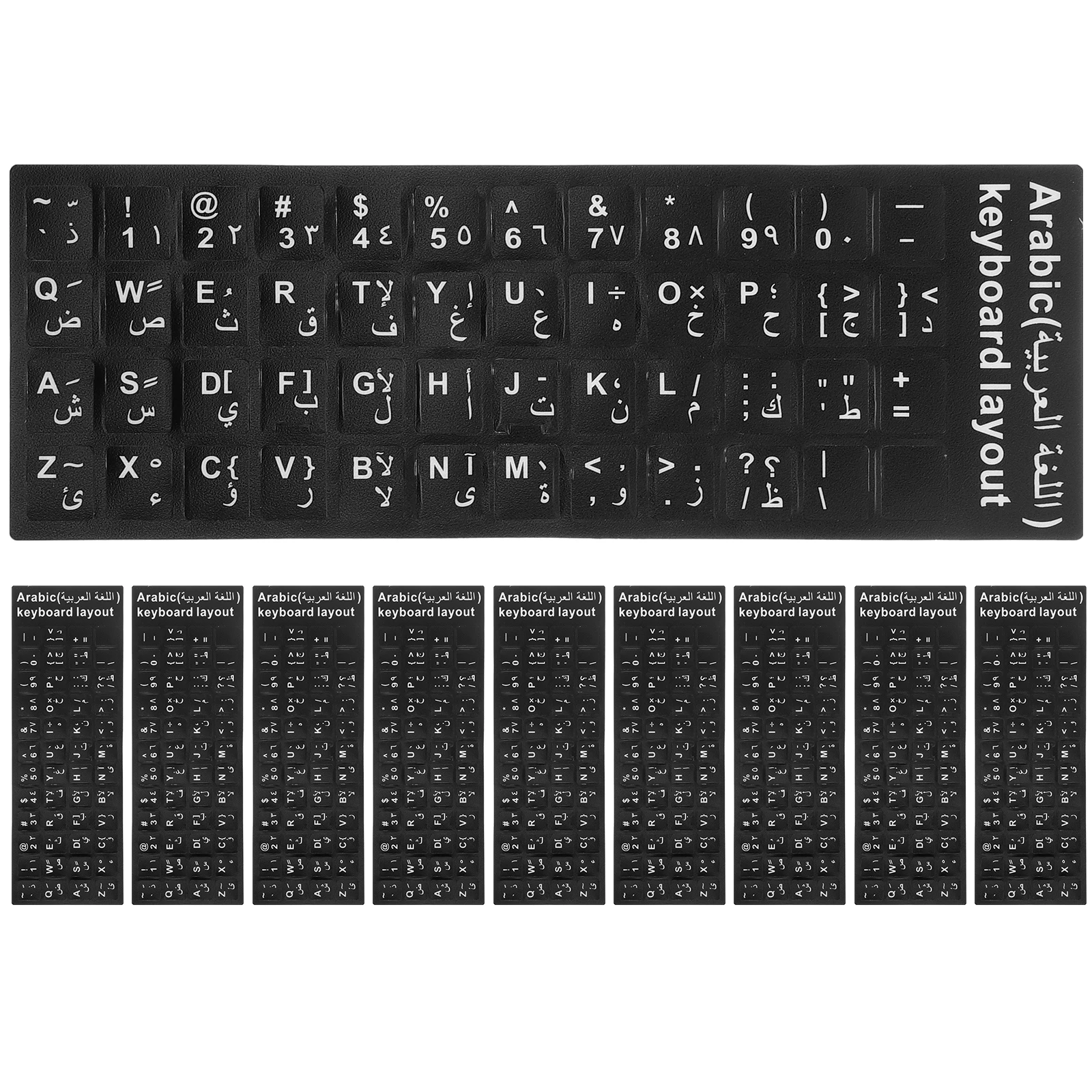 

10pcs Keyboard Stickers Laptop Replacement Matte White Black Letters Russian Compatible Pc Keyboards Computer Accessories