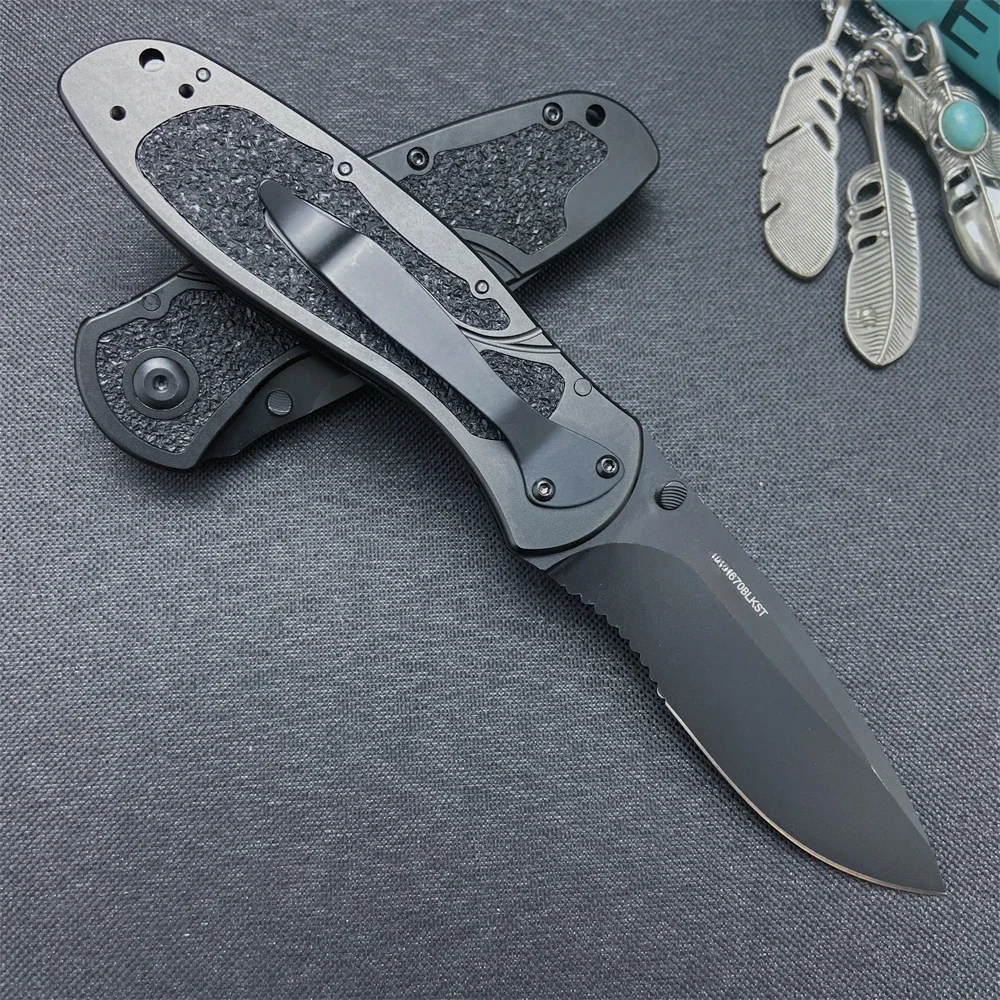 Tactical 1670TBLKST Blur Assisted Folding Pocket Knife Serrated S30V Blade Black Aluminum Handle Outdoor Hiking Knives