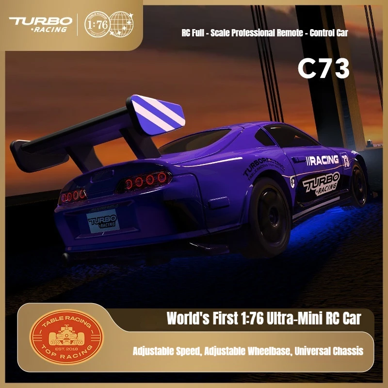 Turbo Racing Rc Racing Car 1 /76 Scale Mini Professional Model Sports Car Purple C73 Adjustable Speed Adjustable Wheelbase