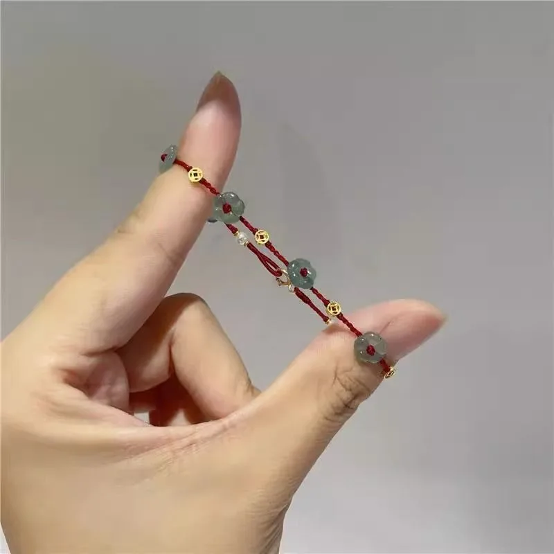 Coin Red Rope Bracelet for Women and Men Simple Versatile Handmade Weaving Couple's Hand Rope Gift Accessories envíos gratis