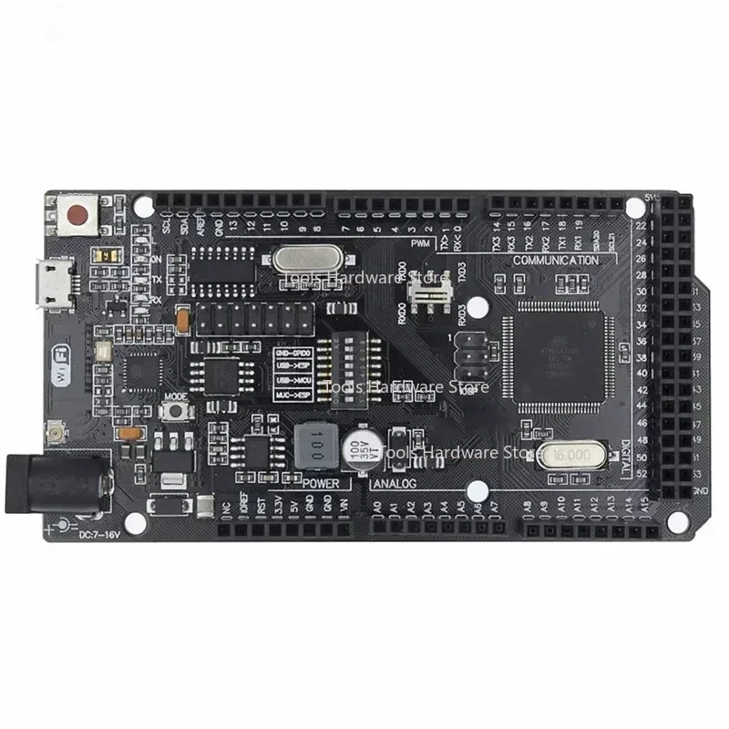 Mega +WiFi R3 ATmega2560+ESP8266 (memori 32Mb), USB-TTL CH340G. Kompatibel Mega, NodeMCU, ESP8266