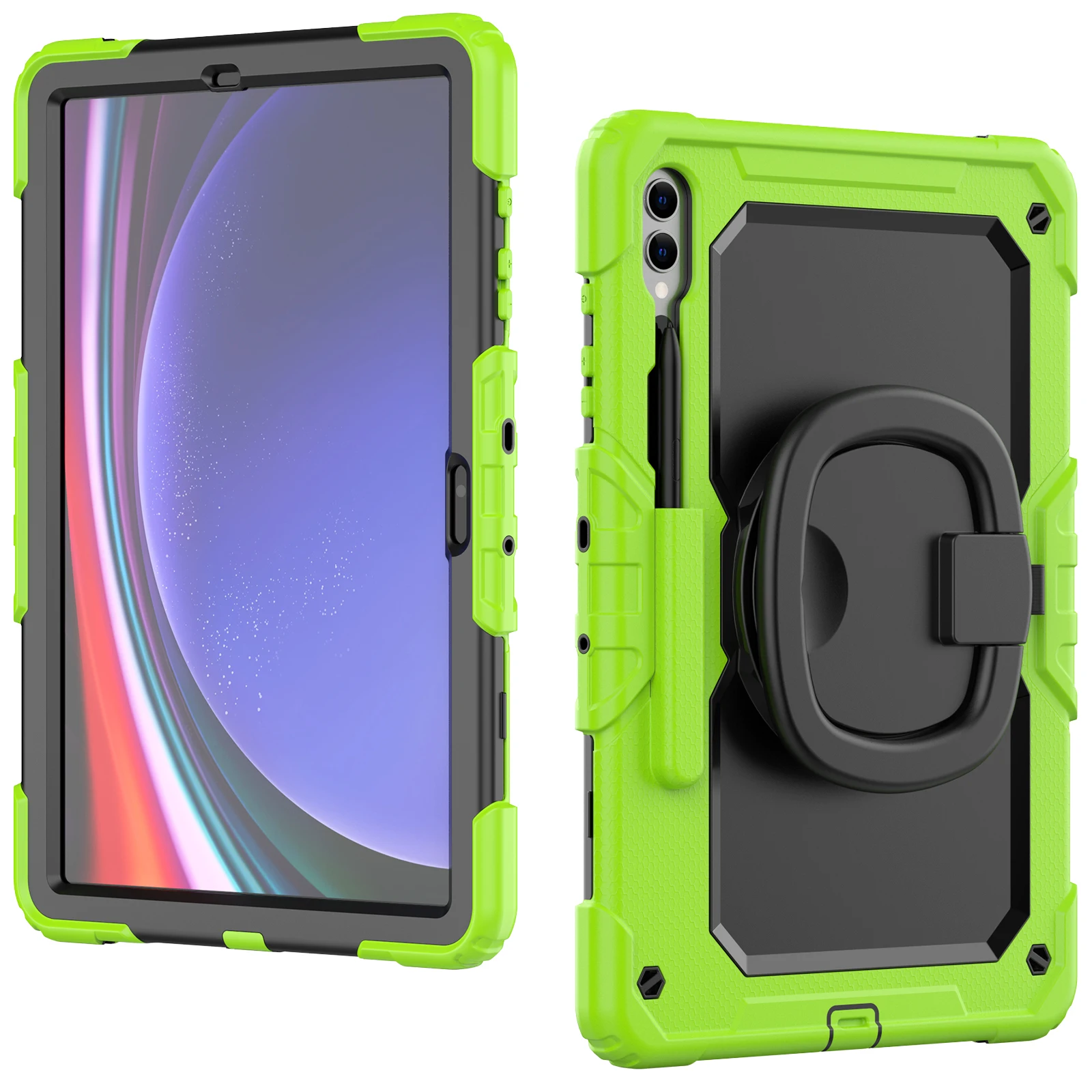 Kids Armor Shockproof For Samsung Tab S10 FE X520 X526B S10 Plus S10 Ultra S9 Plus S8 Ultra Tablet Case Pen Slot Wristband Cover