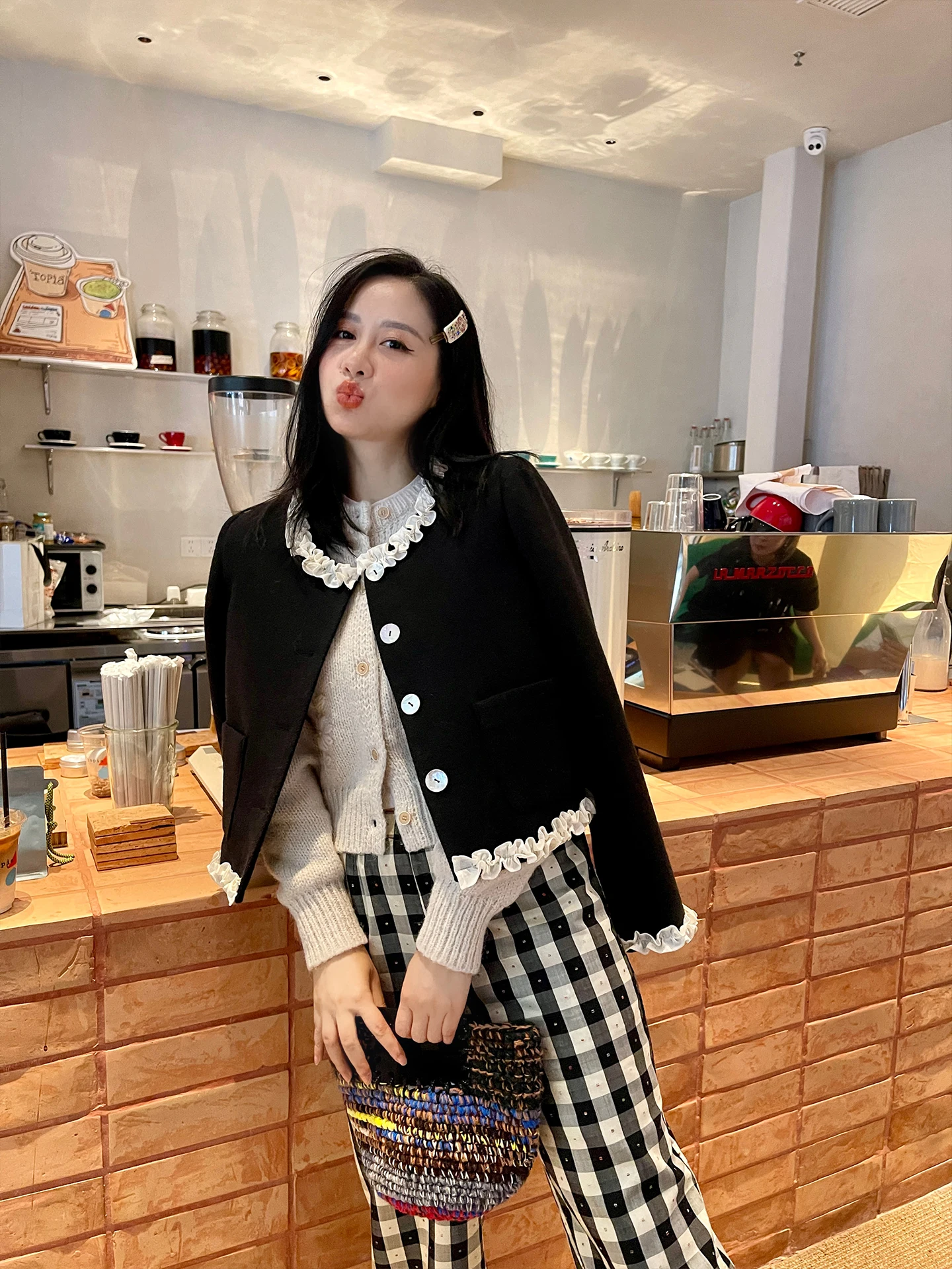 

Heidy Mh Night Bla Long Sve Slim Fit Woolen Coat Women's Autumn Winter ort Outerwear Commute Sle Polyester Fiber