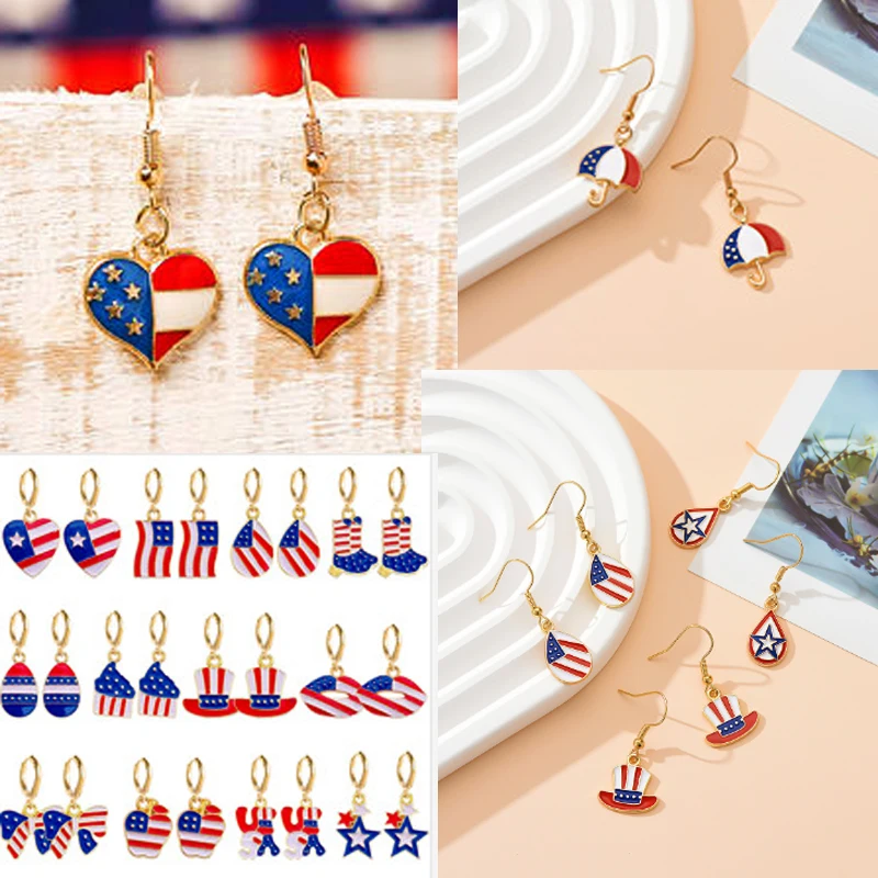 21 Estilos EUA Independence Day Flag Alloy Pendant Charme para Fazer Jóias DIY Brincos das Mulheres Pulseira Acessórios Presentes do Partido