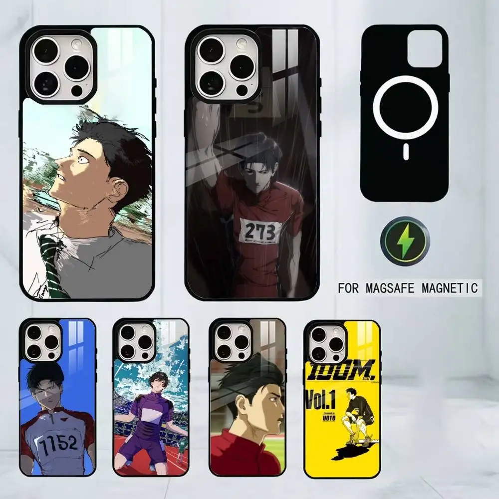 Anime 100 Meters Phone Case For iPhone17,16,15,14,13,12,11 Plus,Pro Magnetic For Magsafe Wireless Charging
