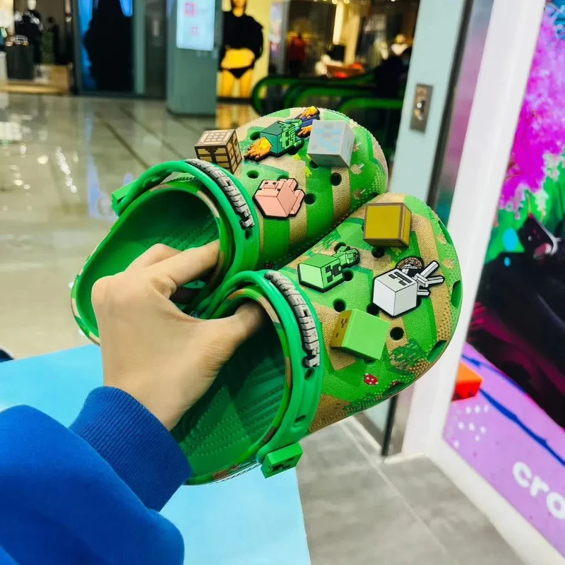 Bandai Cartoon anime Kawaii children's hole shoes cute cos minecraft branded boy girl beach sandals student home slipper gift